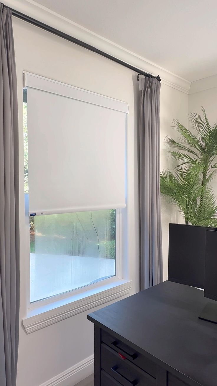 Motorized roller shades modern home interior
