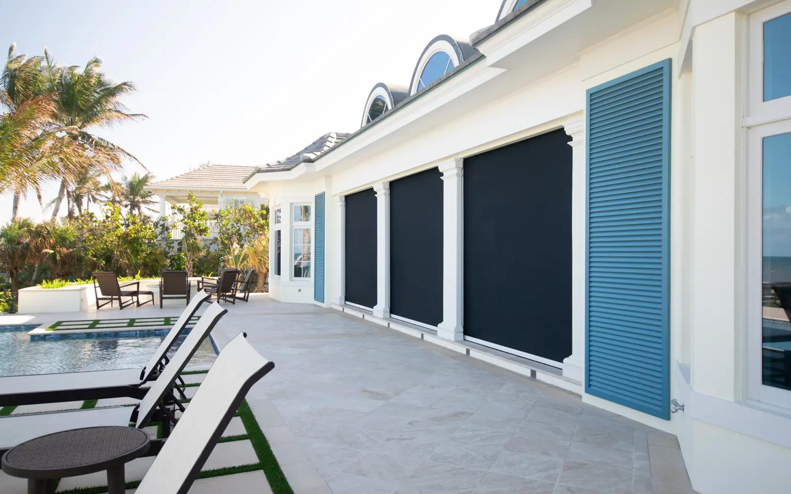 Hurricane screen mechanism and housing